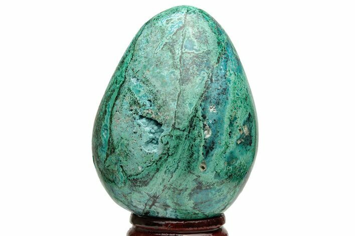 Polished Chrysocolla & Malachite Egg - Peru #217321